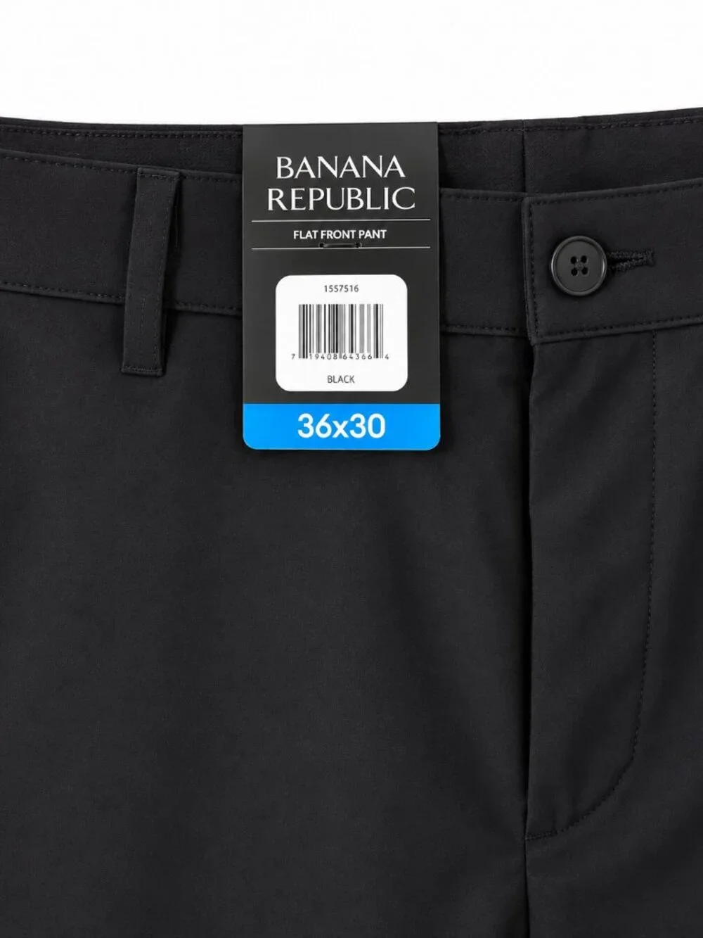 Banana Republic Mens Flat Front Black Pants 36x30 Stretch NWT